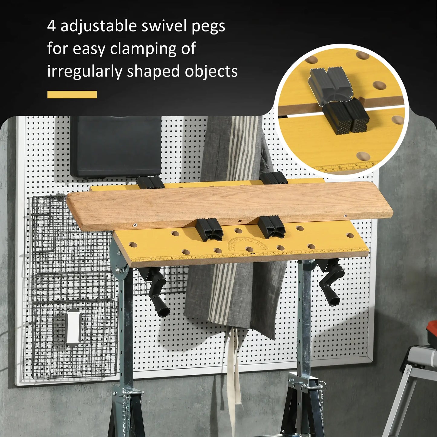Portable Work Bench, Workshop Tool Stand with 6-Level Height Adjustable Work Table, Carpenter Saw Table with 4 Clamps, Steel Frame, 220lbs Capacity Tool Organizers at Gallery Canada