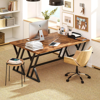 71" Computer Desk, Industrial Writing Table, Rustic Brown Writing Desks at Gallery Canada