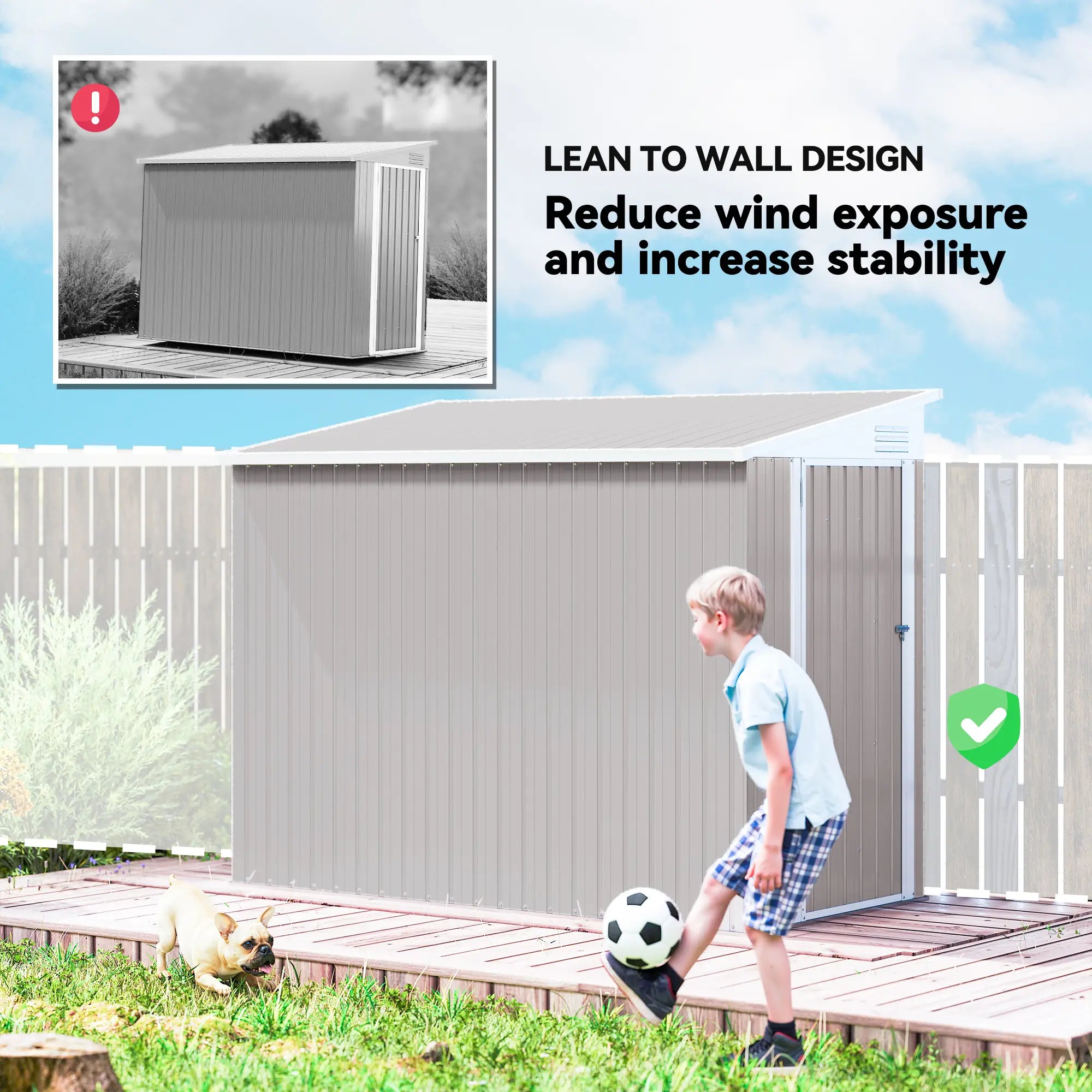 4' x 8' Outdoor Storage Shed, Metal Tool Shed, Lockable Door, Light Grey Sheds at Gallery Canada