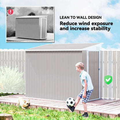 4' x 8' Outdoor Storage Shed, Metal Tool Shed, Lockable Door, Light Grey Sheds at Gallery Canada