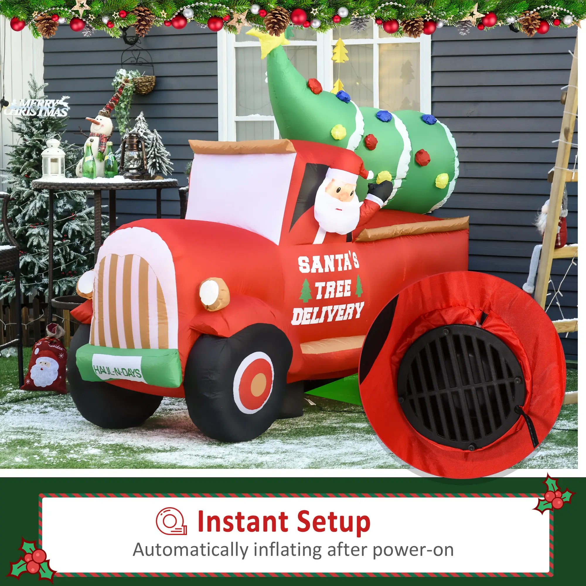 6ft Inflatable Santa Claus Driving Truck with LED Lights, Outdoor Yard Display Christmas Inflatables at Gallery Canada