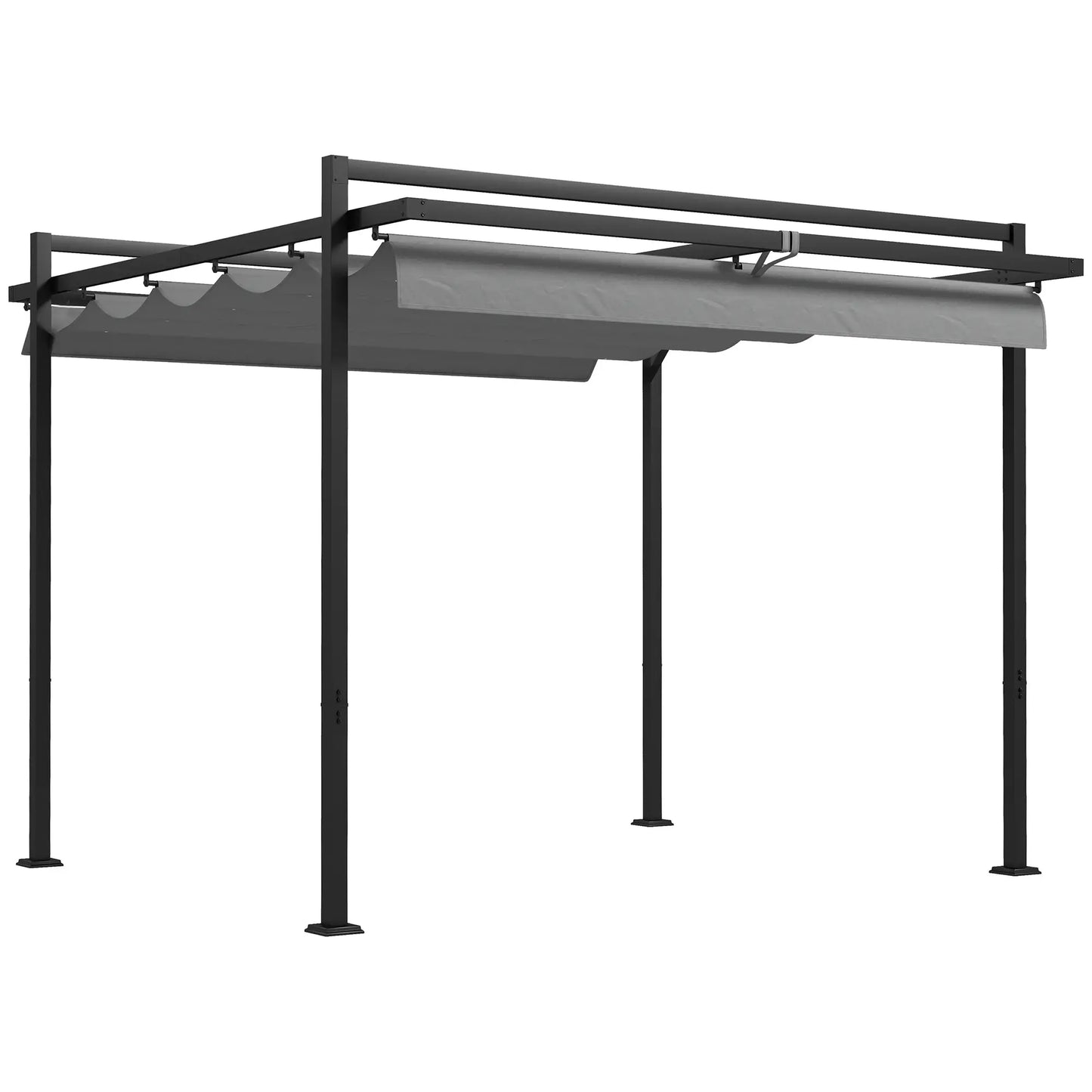10'X10' Retractable Pergola, Garden Shade Shelter, Dark Grey Pergolas at Gallery Canada