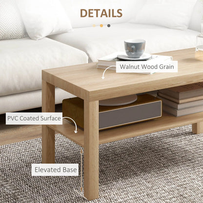 2 Tier Coffee Table with Storage, Rectangular, Nature Wood, Wood Coffee Tables at Gallery Canada