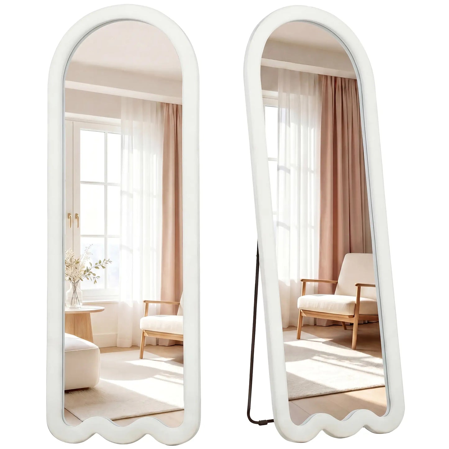 Full Length Mirror With Soft Padded Frame, White
