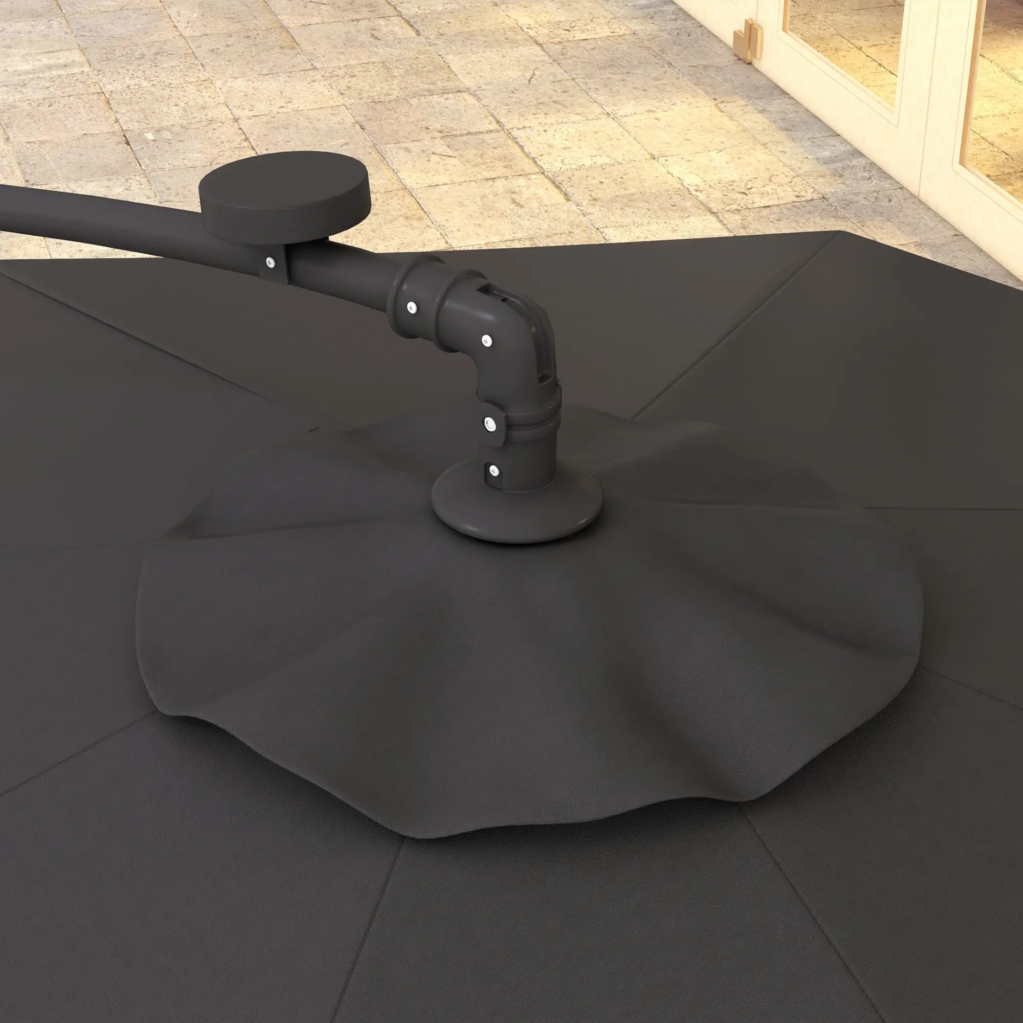 9.5' Offset Patio Umbrella with Solar LED Lights, Dark Grey Cantilever Umbrellas at Gallery Canada