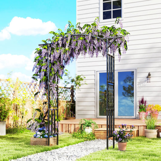 Garden Arch Trellis Arbor With Extended Top, 66.9" x 15.7" x 90.6", Black Garden Arches Black at Gallery Canada