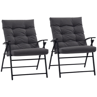 Outdoor Folding Chairs, Adjustable Backrest, Padded, Set of 2, Grey Patio Chairs Grey at Gallery Canada