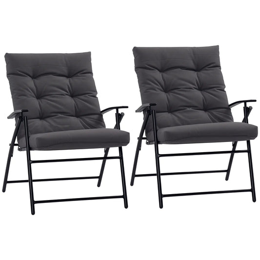 Outdoor Folding Chairs, Adjustable Backrest, Padded, Set of 2, Grey Patio Chairs Grey at Gallery Canada