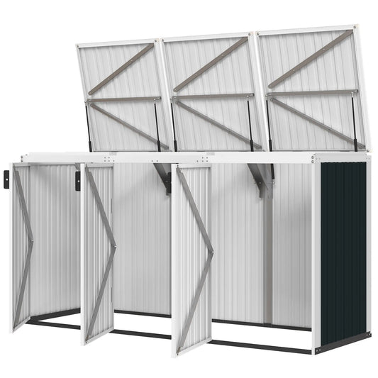 Outdoor Storage Shed, Rustproof Garbage Bin Shed, White And Grey Sheds White, Grey at Gallery Canada