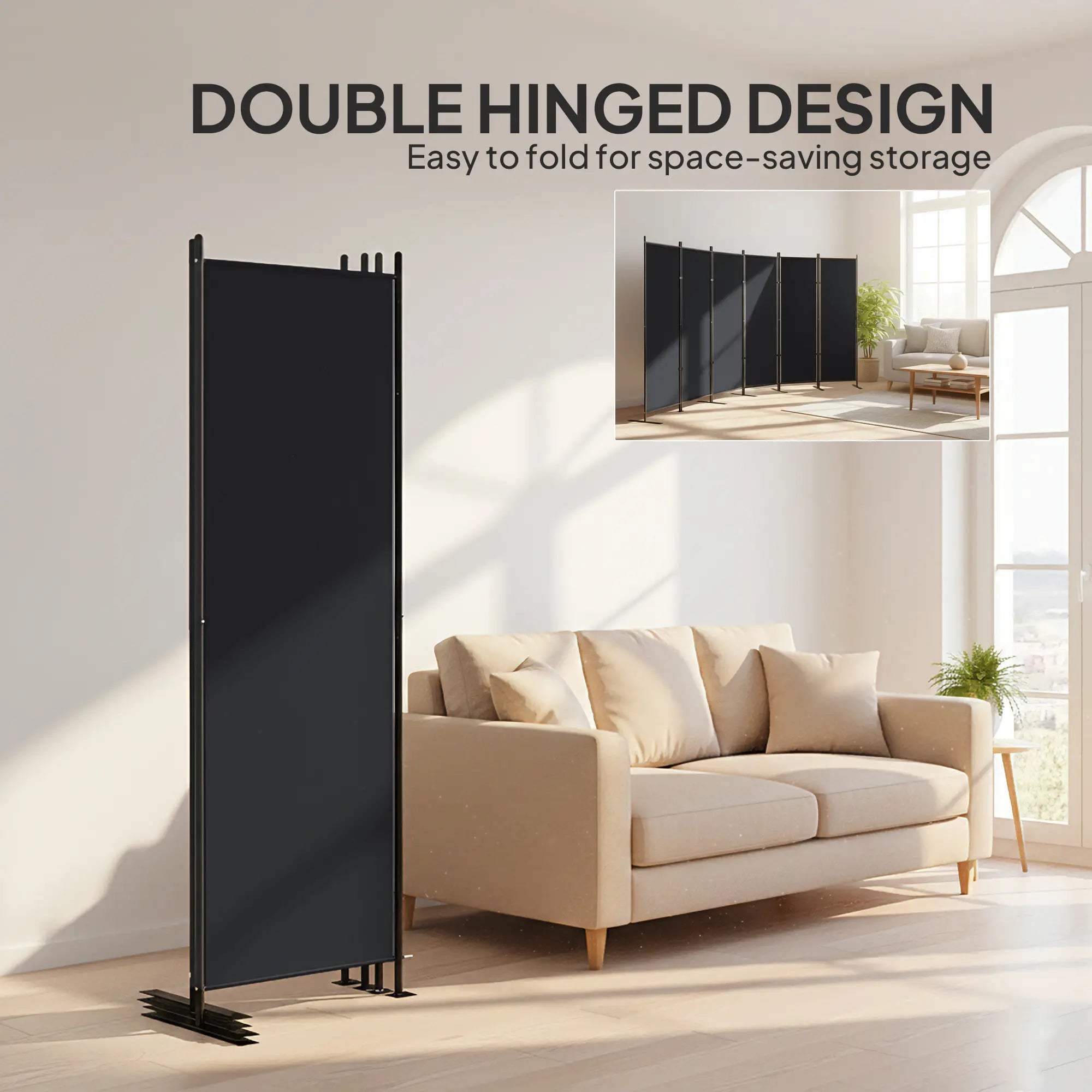 6 Ft 6 Panel Folding Room Divider, Portable Privacy Screen, Black Room Dividers at Gallery Canada