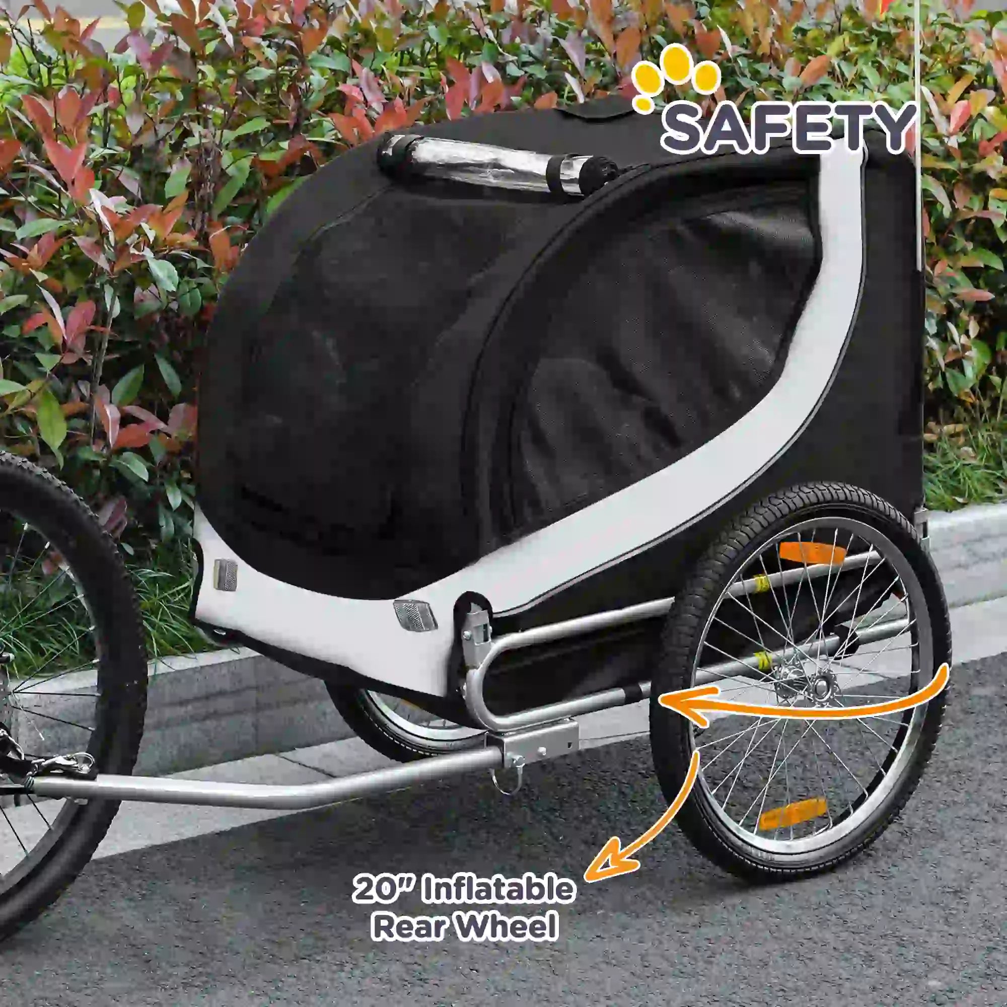 Dog Bike Trailer, Pet Cargo Carrier, Hitch, Reflectors, Flag, Medium, White Dog Bike Trailers & Strollers at Gallery Canada