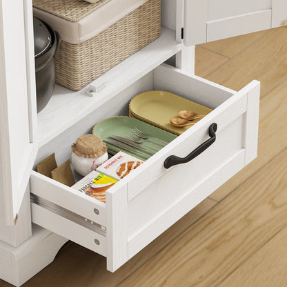 71" Pantry Cabinet, Adjustable Shelves, 2 Doors, Drawer, White