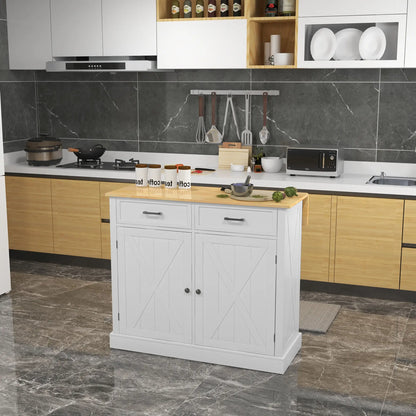 Rolling Kitchen Island, Drop Leaf, 2 Drawers, Adjustable Shelves, White Kitchen Islands & Kitchen Carts at Gallery Canada