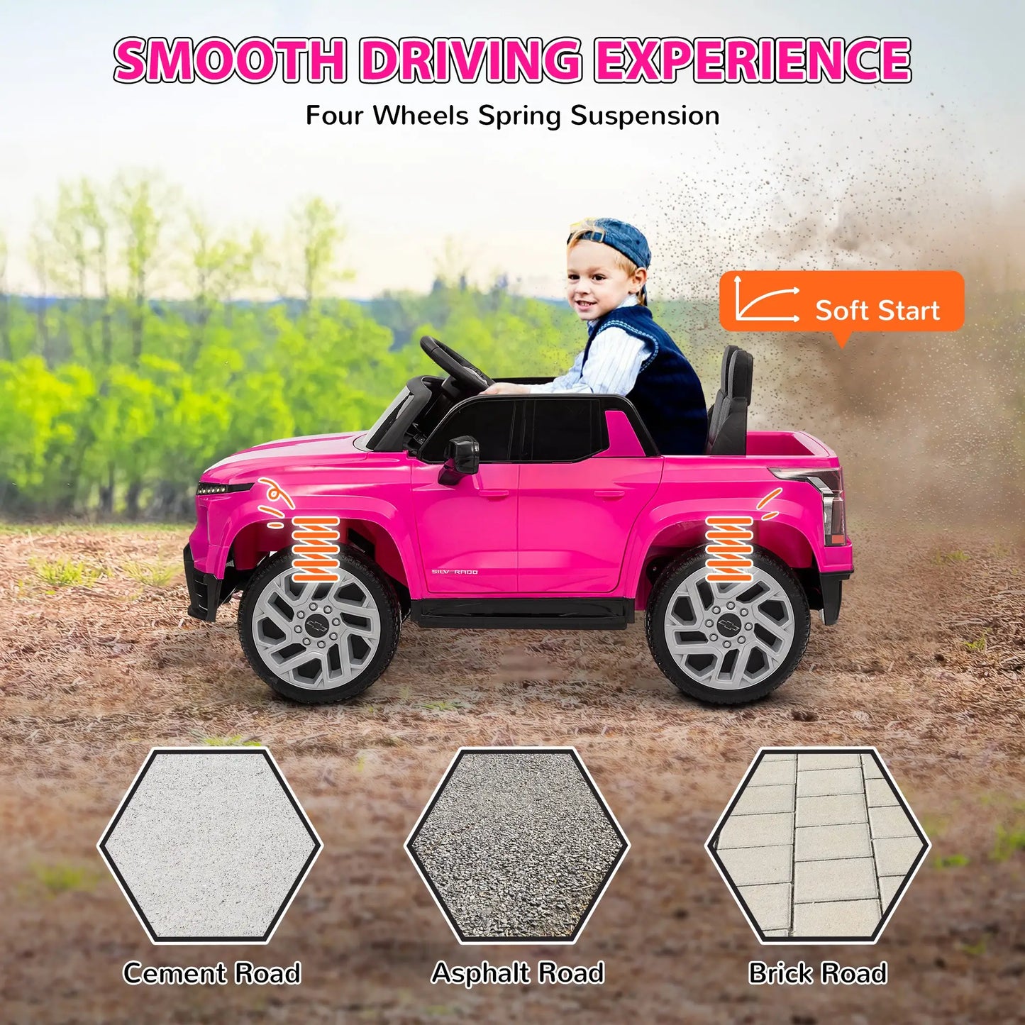 12V Chevrolet Silverado EV RST Licensed Kids Car, Pink Electric Toy Cars at Gallery Canada