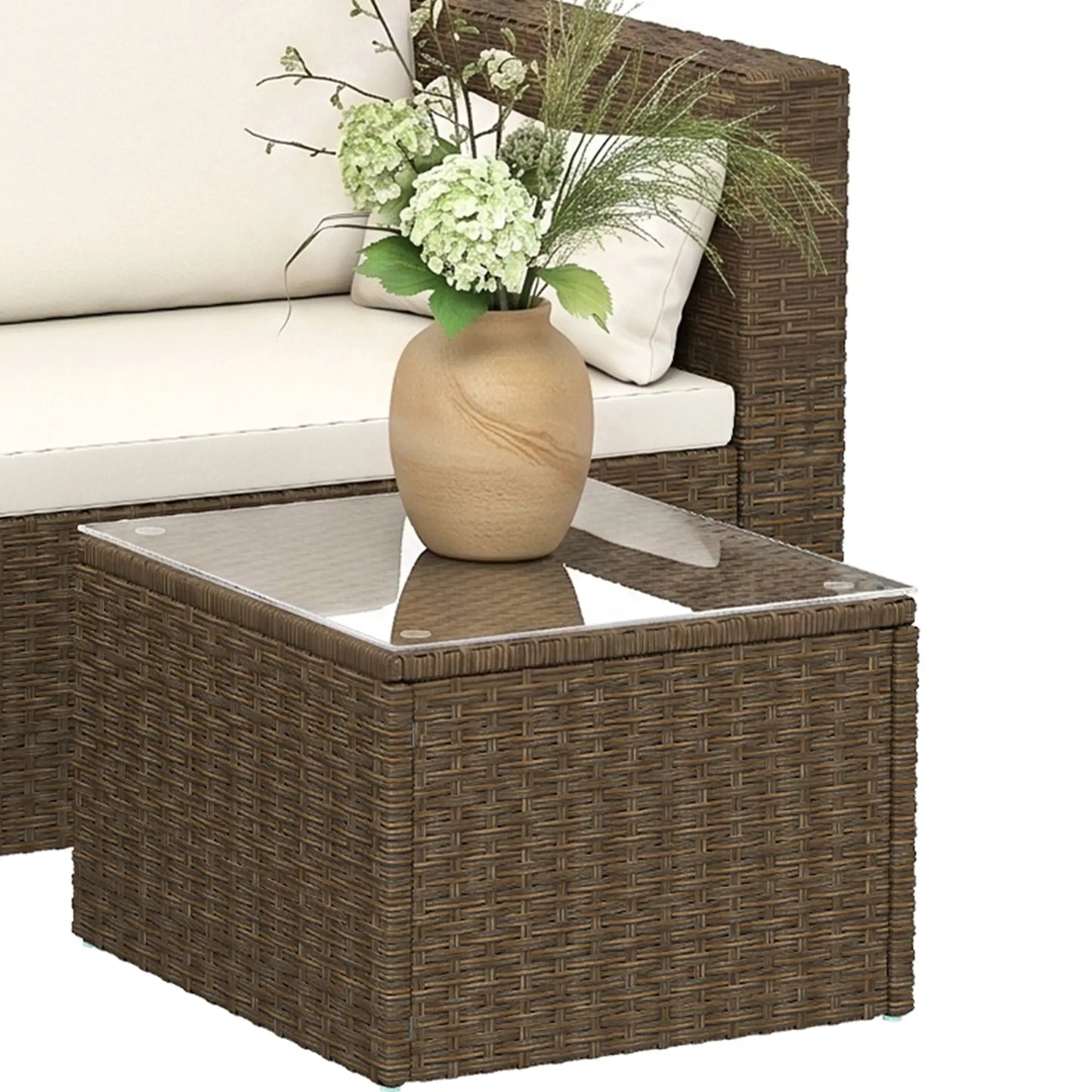Modern Rattan Sofa Set, 3pcs, Wicker Patio Furniture with Coffee Table Patio Furniture Sets at Gallery Canada