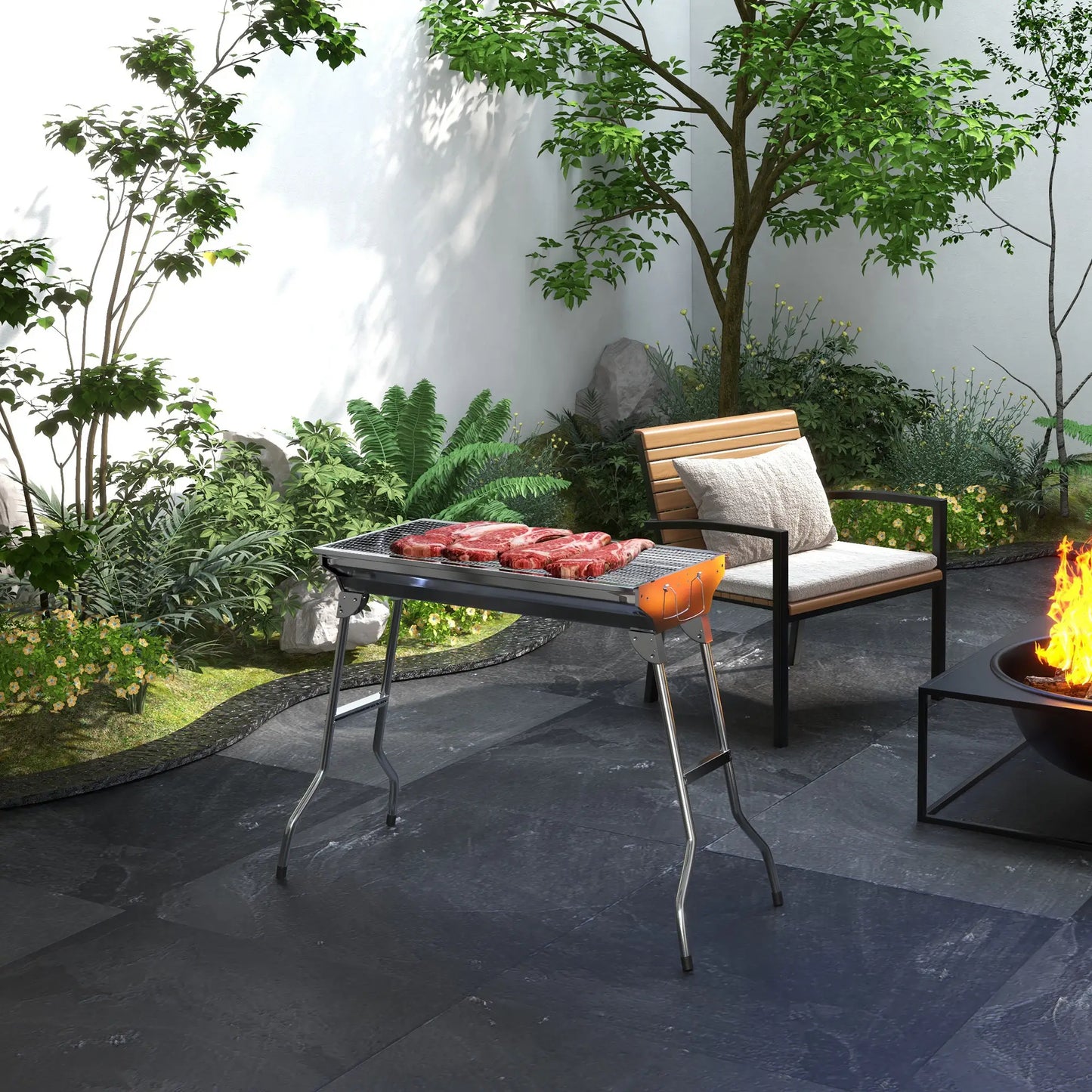 Stainless Steel Charcoal BBQ Grill, Portable With Handles Charcoal BBQ Grils at Gallery Canada