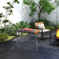 Stainless Steel Charcoal BBQ Grill, Portable With Handles