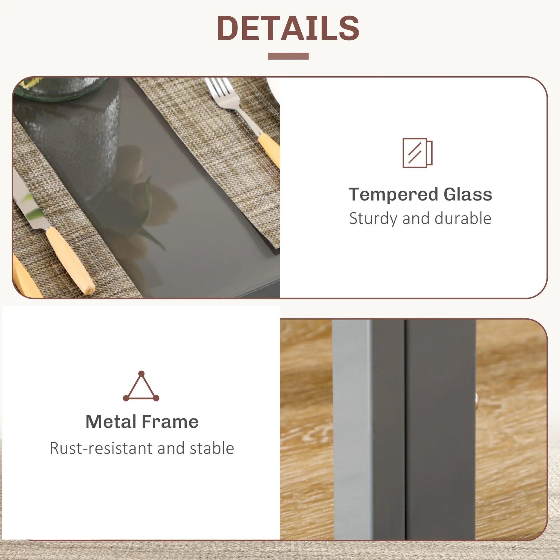 3-Piece Rectangular Glass Dining Table, Metal Frame, Faux Leather Chairs, Grey Bar Sets at Gallery Canada