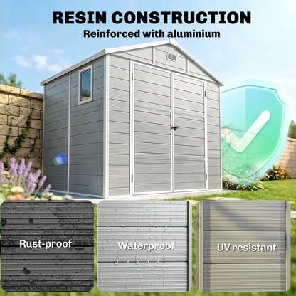 8' x 6' Plastic Garden Storage Shed, Light Grey Sheds at Gallery Canada