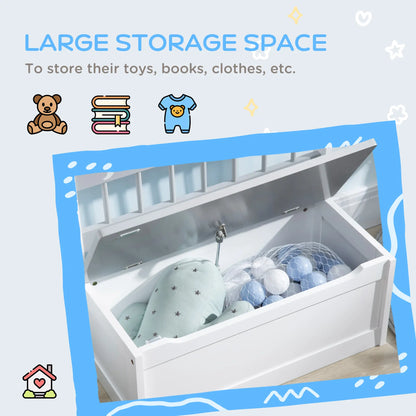 Kids Toy Storage Chest with Lid, Safety Hinge, Bench Seat, Backrest, Grey Baby & Kids Storage at Gallery Canada