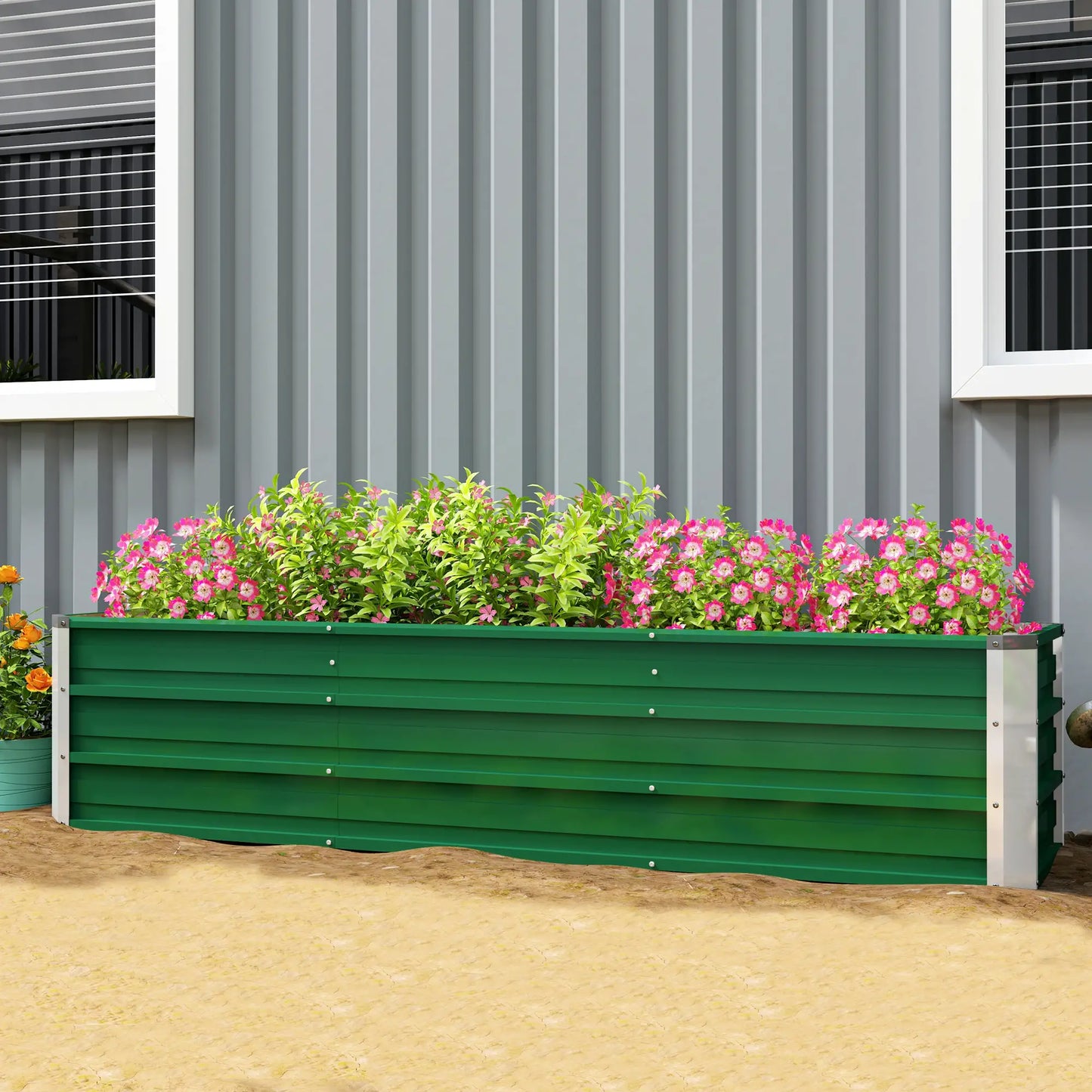 6' x 1.5' x 1.3' Galvanized Raised Garden Bed, Large Metal Planter Box, Green Galvanized Planter Boxes at Gallery Canada
