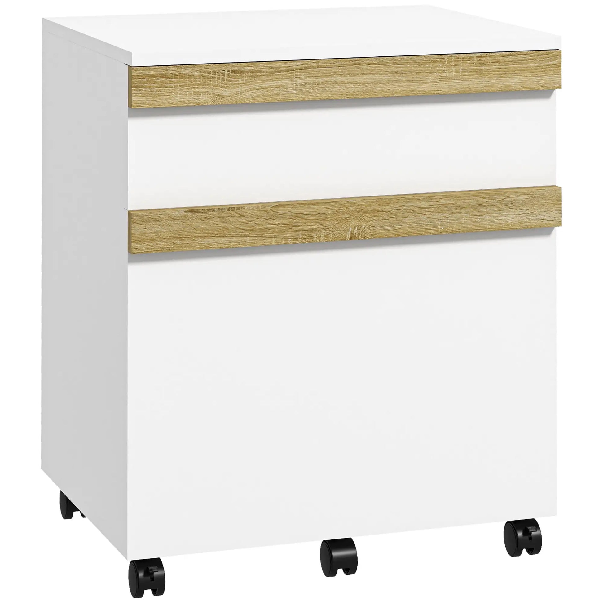 Mobile 2-Drawer Filing Cabinet, 5-Wheel Office Storage, Wood Grain, White Office Cabinets & Cupboards at Gallery Canada