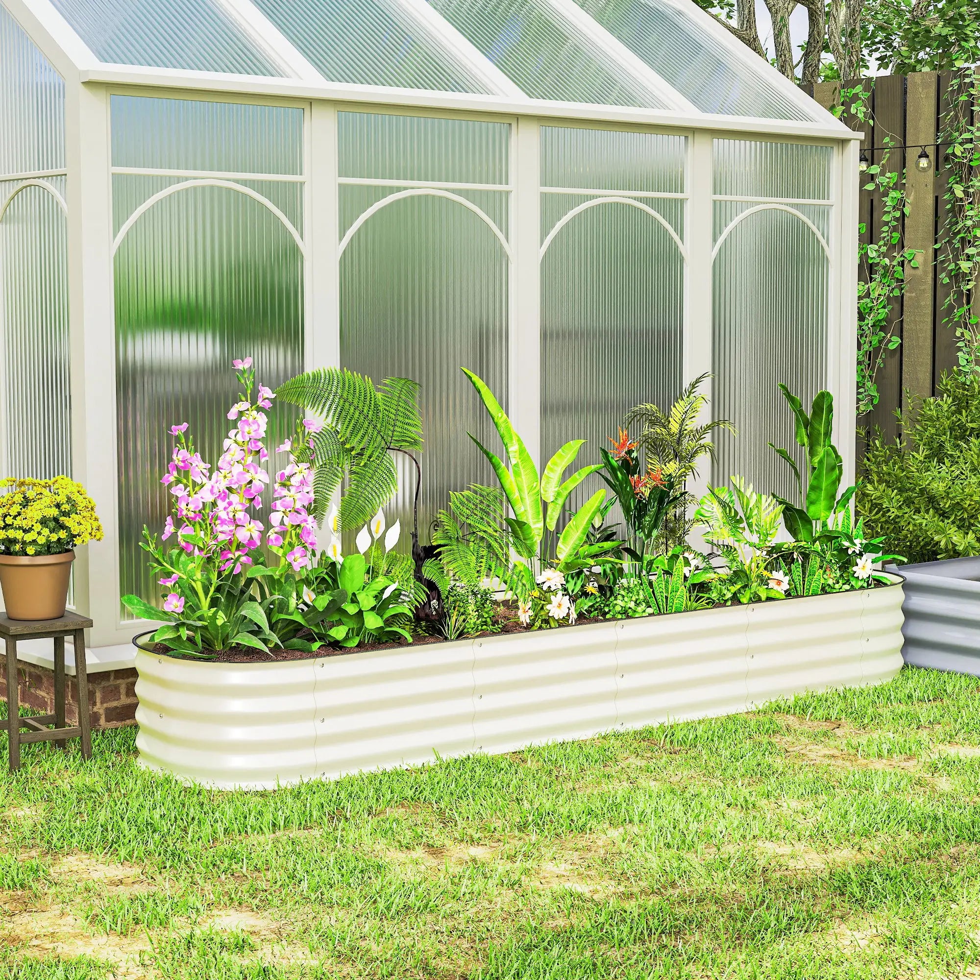 7.9 x 2 x 1ft Galvanized Raised Garden Bed Kit, Metal Planter Box, Cream White Galvanized Planter Boxes at Gallery Canada