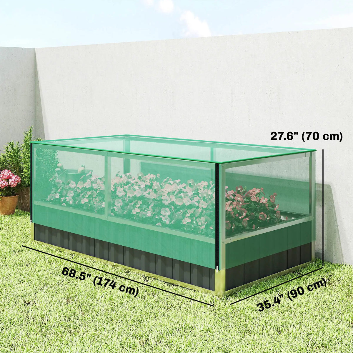 Steel Raised Garden Bed, 5.7 x 3 x 2.3ft, With Cover And Gloves, Dark Grey Galvanized Planter Boxes at Gallery Canada