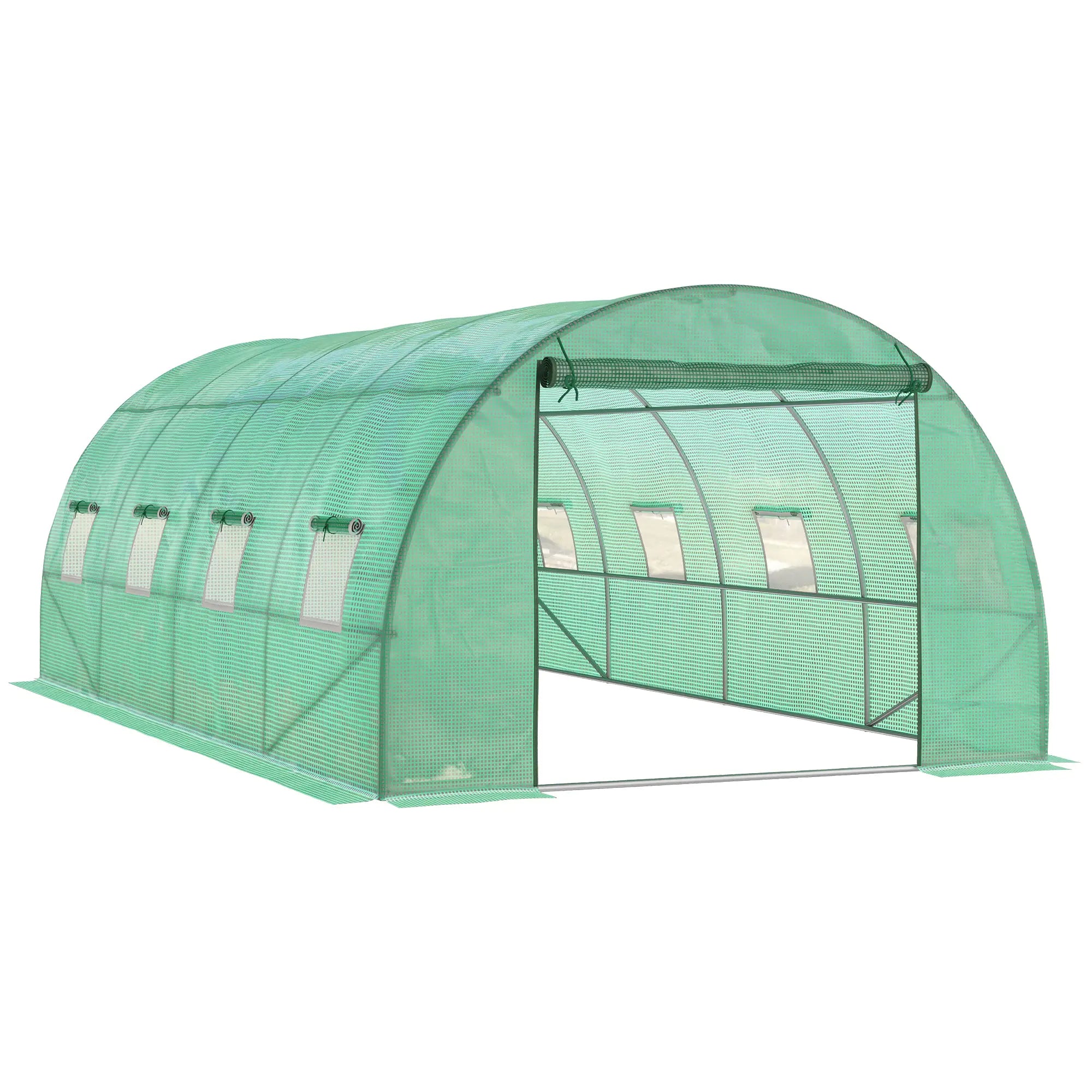 Walk-In Tunnel Greenhouse, 19x10x6.6ft, Zipped Door, 8 Mesh Windows, Green Tunnel Greenhouses Green at Gallery Canada