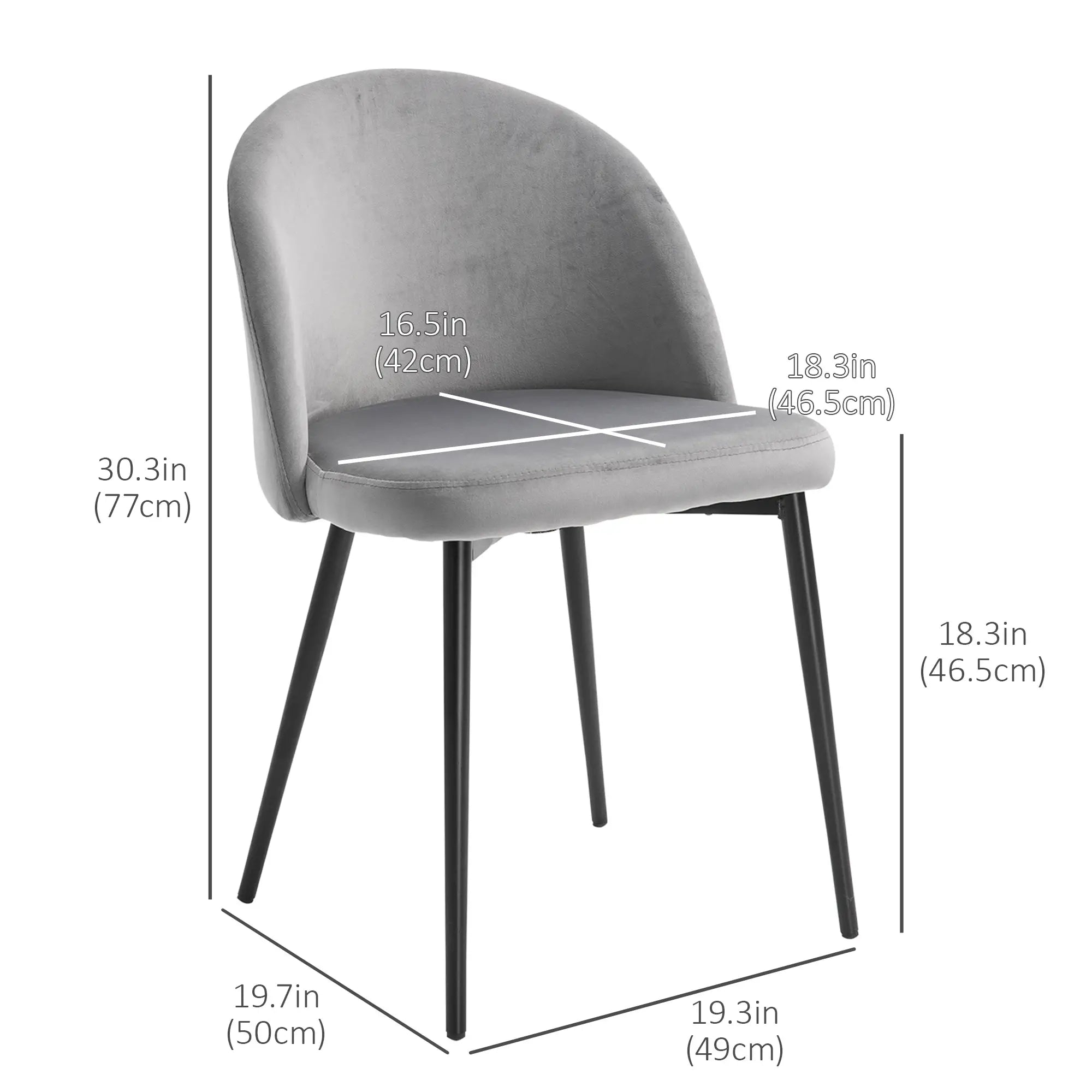 Modern Dining Chairs, Set of 4, Mid-Back Velvet Upholstery, Grey Dining Chairs at Gallery Canada