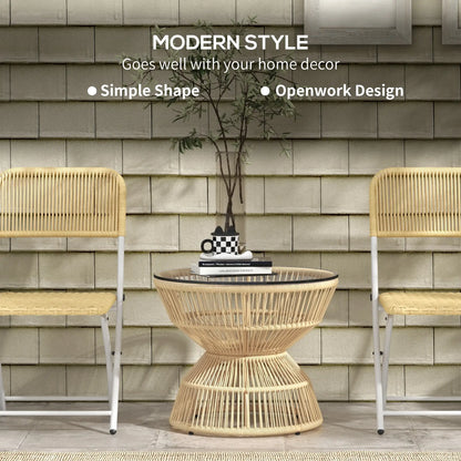 Rattan Outdoor Coffee Table, Patio End Table, Tempered Glass Top, Steel Frame Patio Side Tables at Gallery Canada