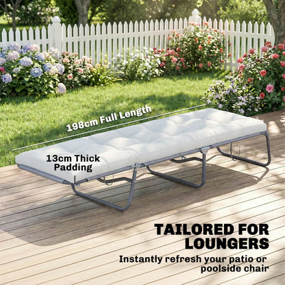 Patio Lounge Chair Cushion, UV50+ With Straps, 78 x 25.6 inch, Cream White Patio Chair Cushions at Gallery Canada
