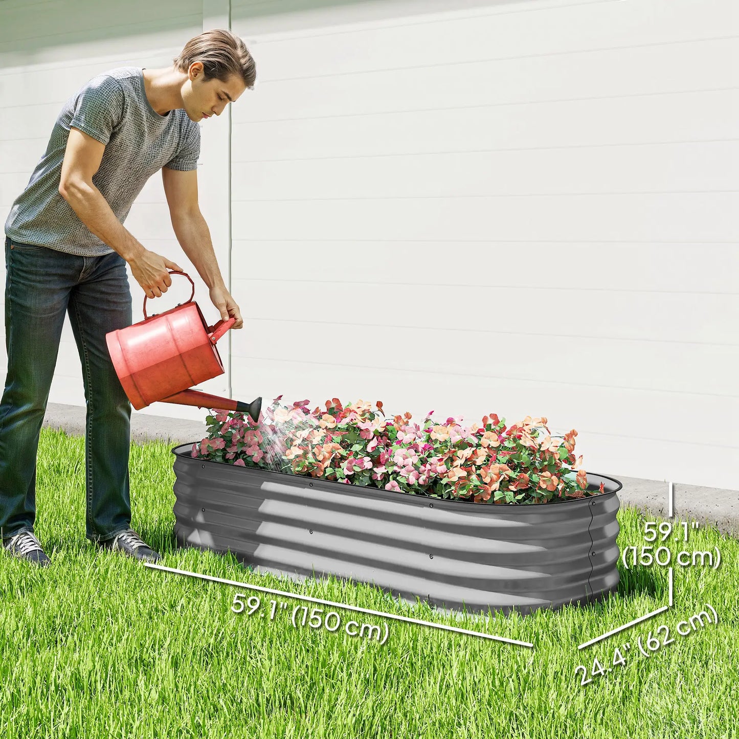 4.9 x 2 x 1ft Galvanized Raised Garden Bed, Metal Planter Box, Silver Galvanized Planter Boxes at Gallery Canada