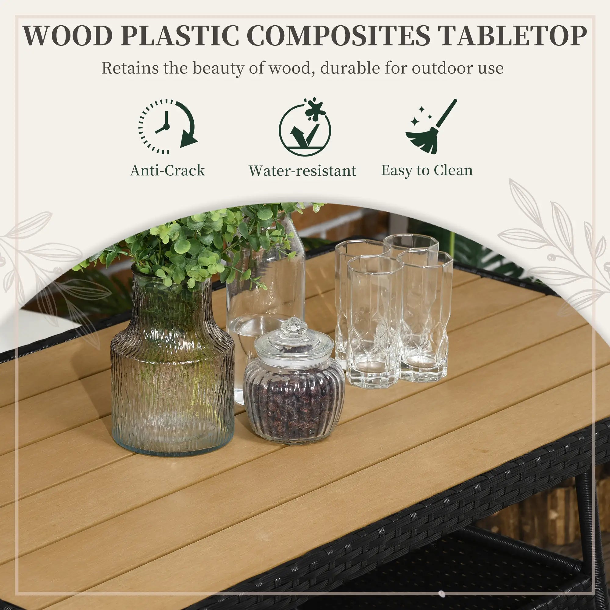 5-Piece Wicker Patio Dining Set, WPC Table, PE Rattan, Cream White Outdoor Dining Sets at Gallery Canada