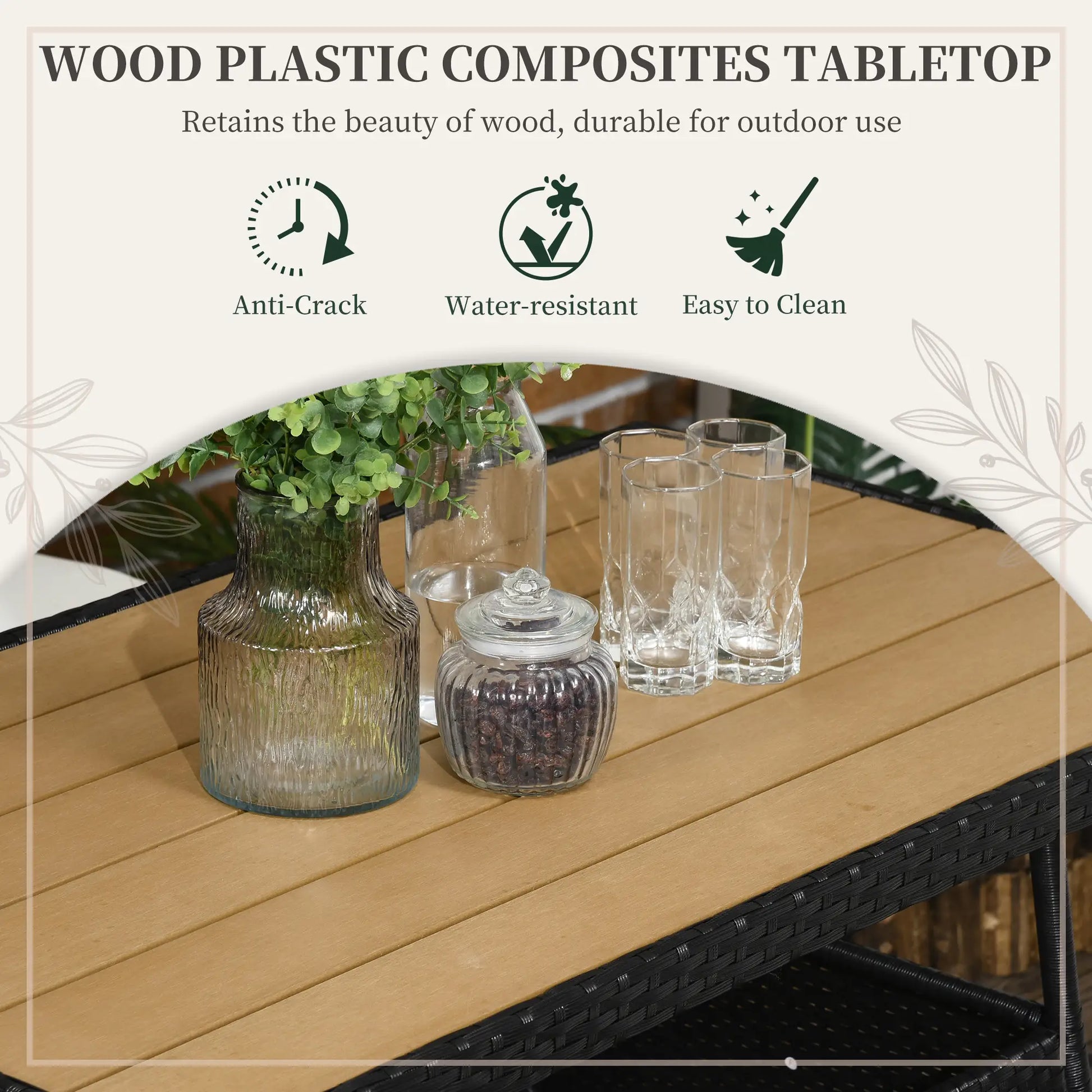 5-Piece Wicker Patio Dining Set, WPC Table, PE Rattan, Cream White Outdoor Dining Sets at Gallery Canada