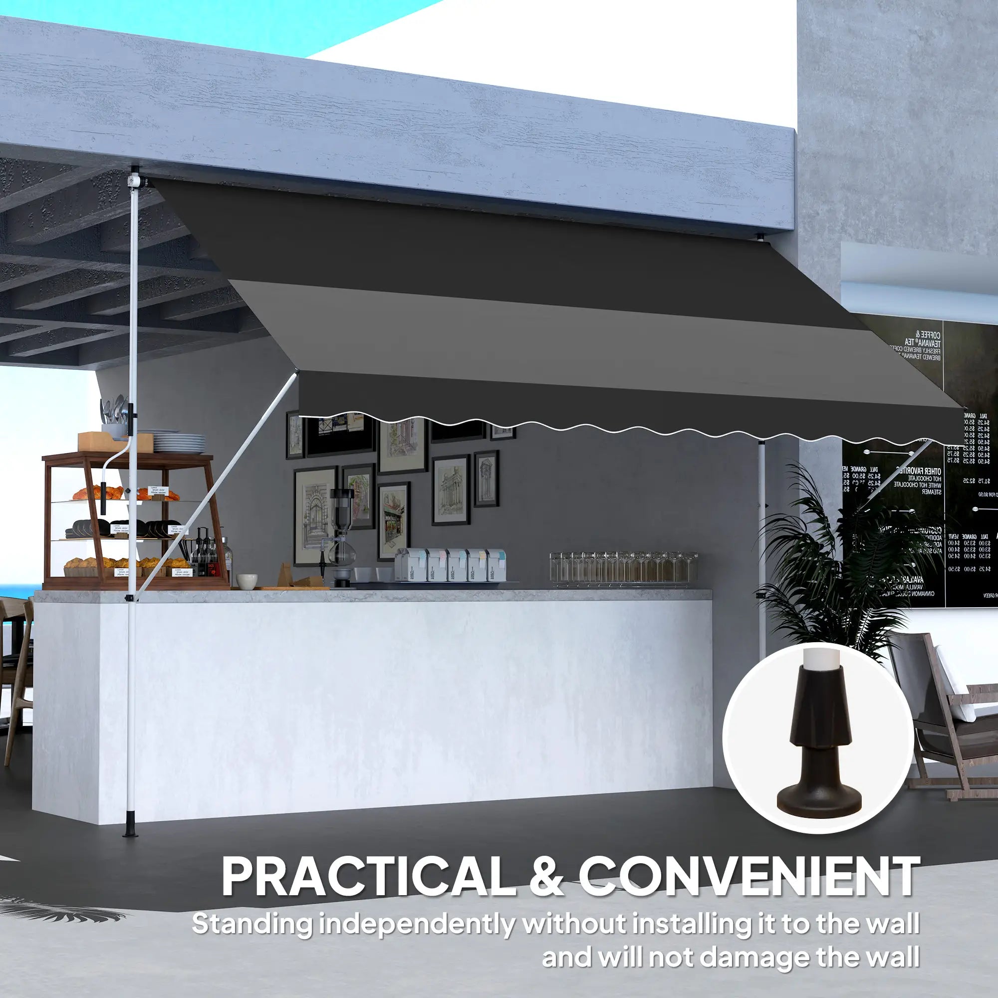 10x5ft Manual Retractable Awning, For Window Door Porch, Black Deck Awnings at Gallery Canada