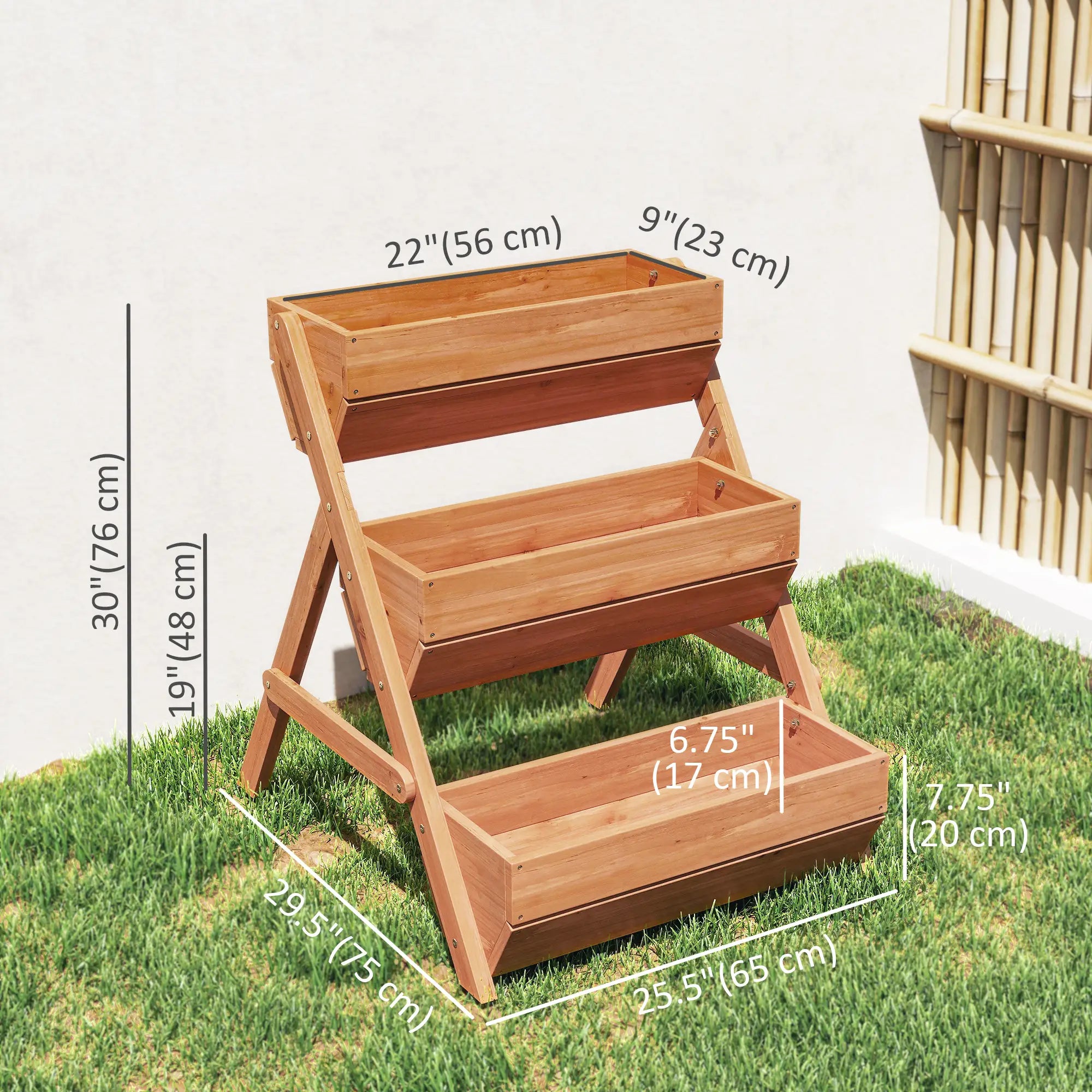 3 Tier Elevated Planter Box, Wooden Raised Garden Bed, 26