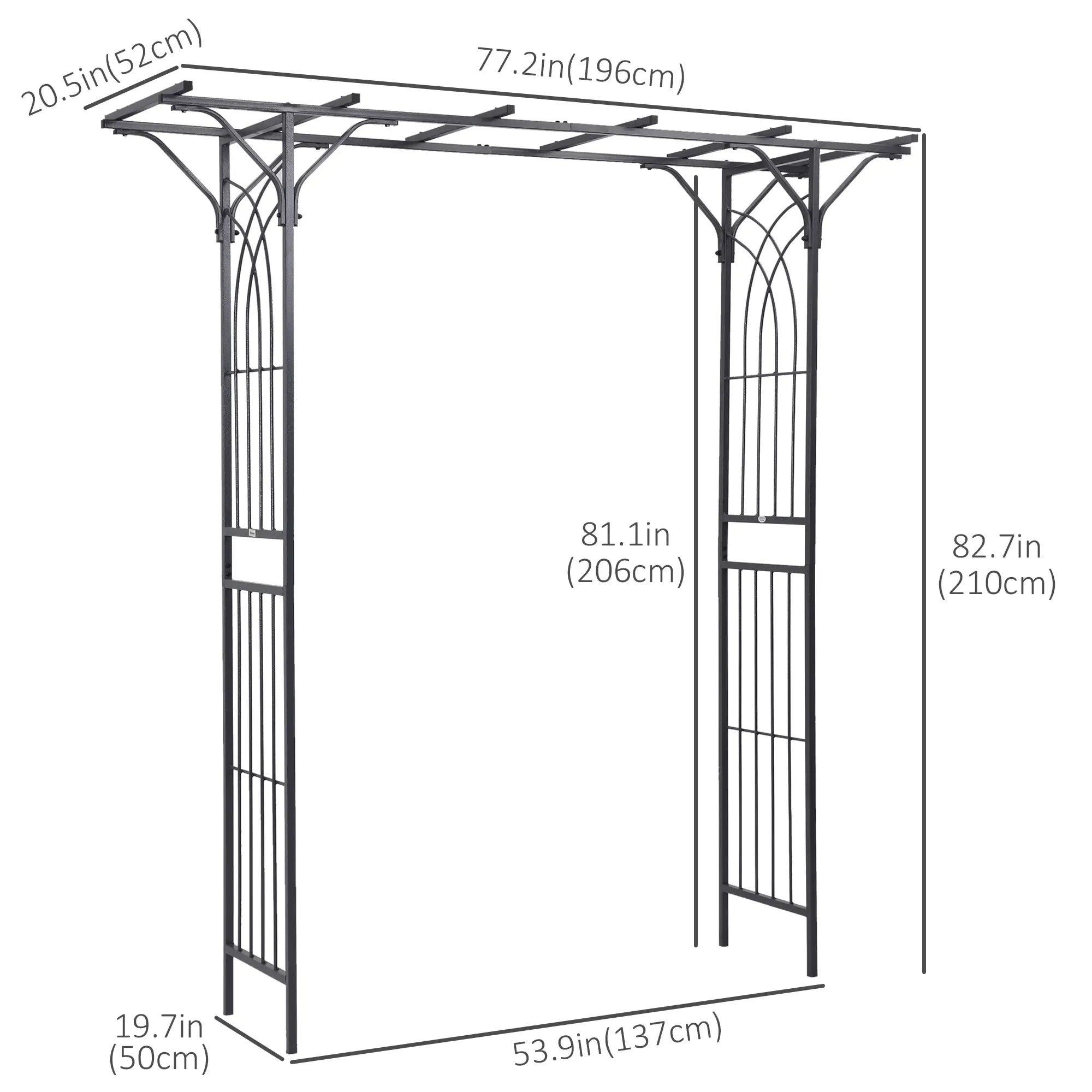 7ft Metal Garden Arch, Outdoor Walkway Arbor, Climbing Plants, Dark Gray Garden Arches at Gallery Canada