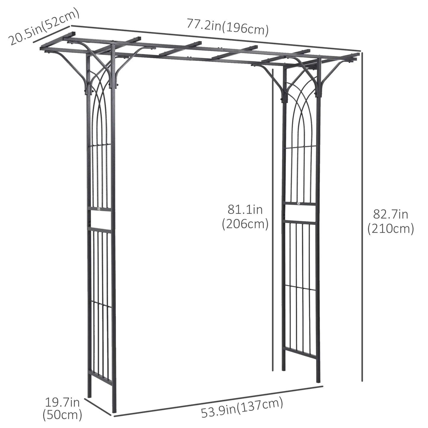 7ft Metal Garden Arch, Outdoor Walkway Arbor, Climbing Plants, Dark Gray Garden Arches at Gallery Canada