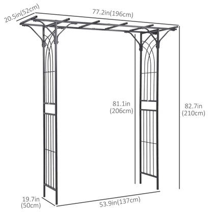7ft Metal Garden Arch, Outdoor Walkway Arbor, Climbing Plants, Dark Gray Garden Arches at Gallery Canada