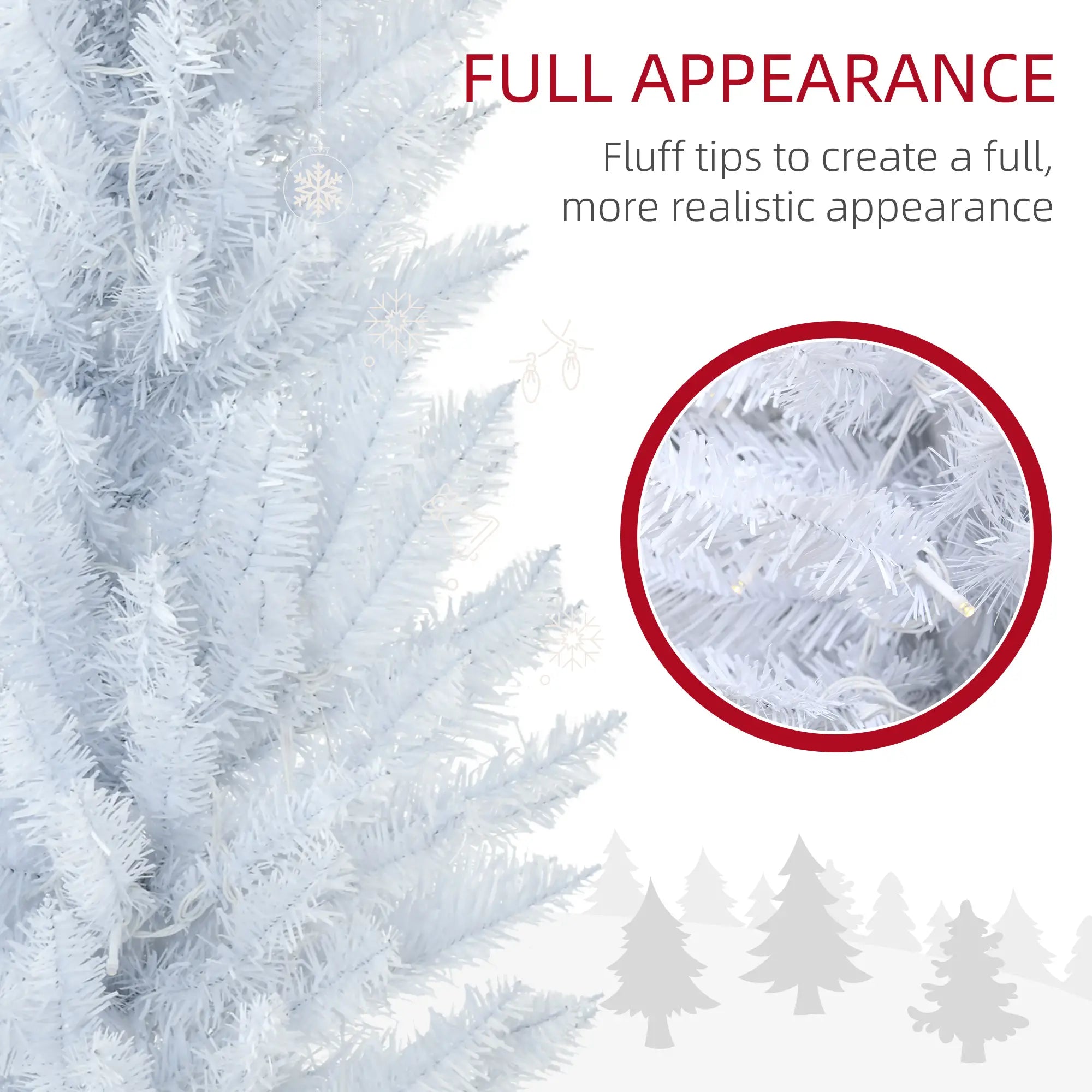 7' Pre Lit Artificial Pencil Christmas Tree, Warm White LED Lights, White Pencil Christmas Trees at Gallery Canada