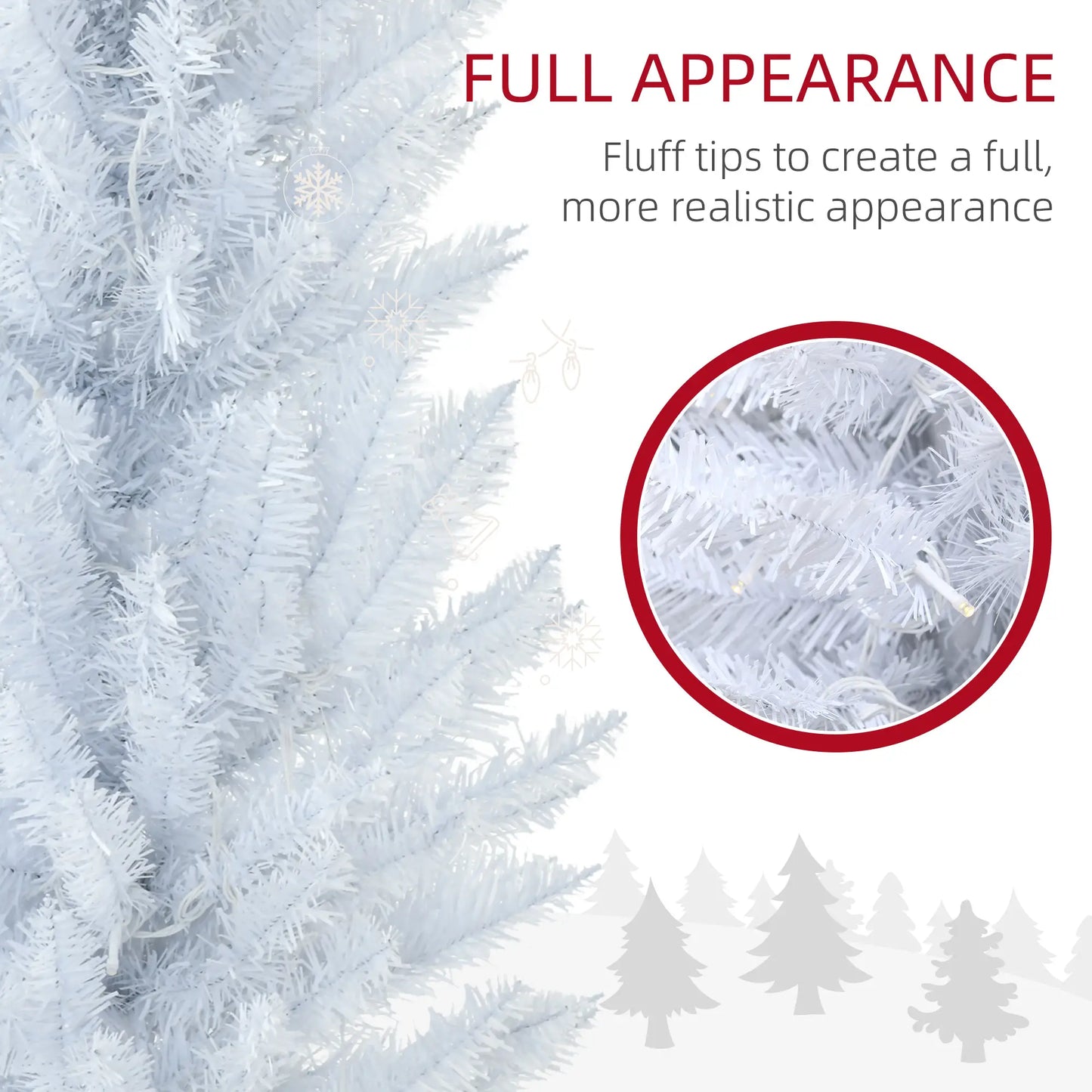 7' Pre Lit Artificial Pencil Christmas Tree, Warm White LED Lights, White Pencil Christmas Trees at Gallery Canada