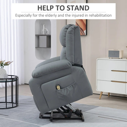 Electric Recliner Chair, PU Leather, Remote, Side Pockets, Grey Electric Power Lift Chairs at Gallery Canada