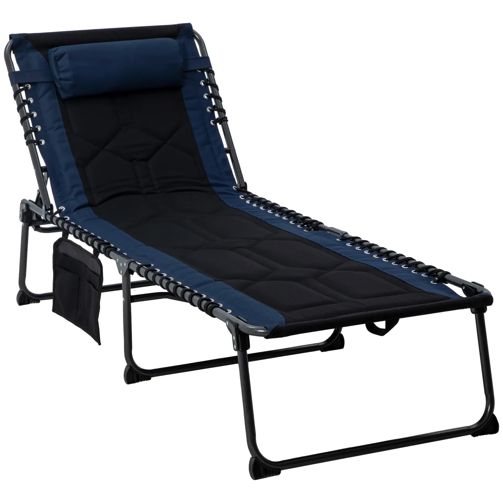 Folding Chaise Lounge, 5-Level Reclining, Outdoor Tanning Chair, Blue Lounger Chairs at Gallery Canada