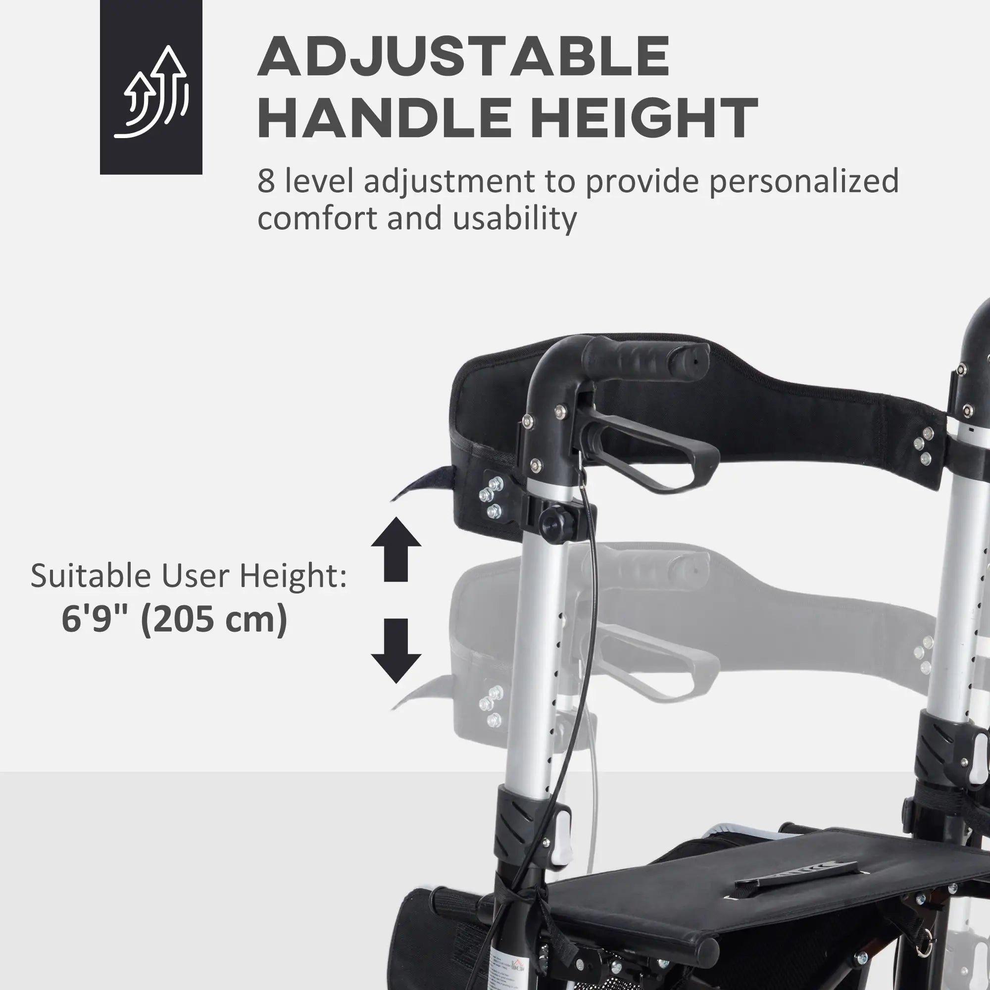 Lightweight Folding Walker, Large Seat, Adjustable Handle, Black Knee Walker & Wheelchair Ramps at Gallery Canada