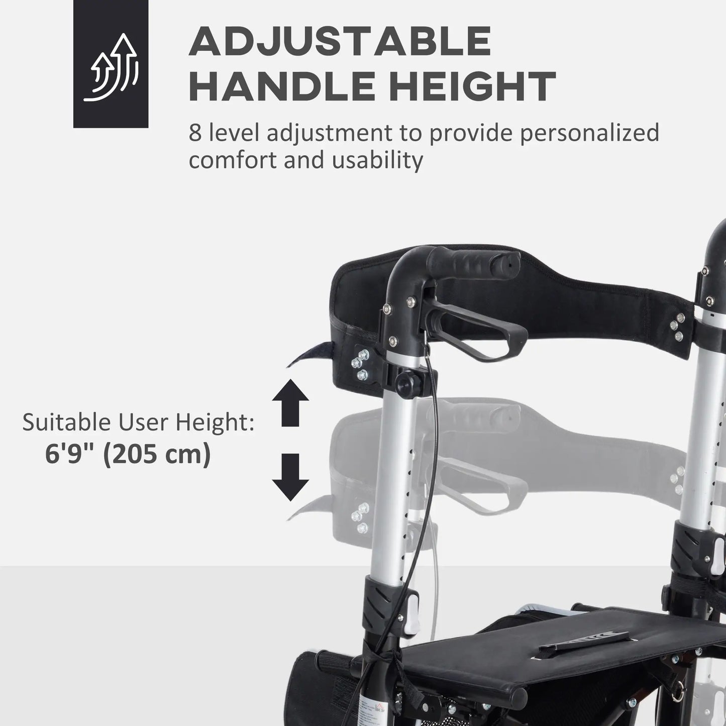 Lightweight Folding Walker, Large Seat, Adjustable Handle, Black Knee Walker & Wheelchair Ramps at Gallery Canada