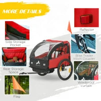 2 Seat Bike Trailer for Kids, Baby Stroller with Storage Bag, 5 Point Harness, Bicycle Trailer with 20" Wheels, Red Kids Bike Trailers at Gallery Canada