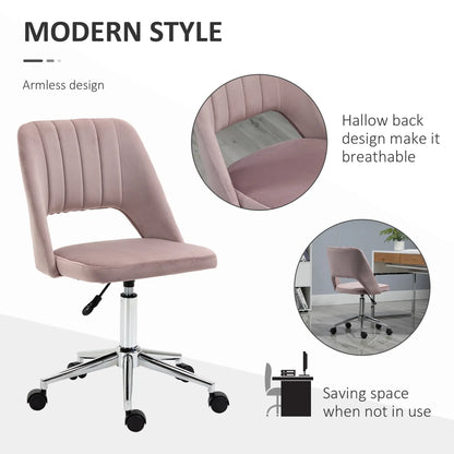 Mid Back Office Chair, Velvet Fabric, Swivel, Scallop Shape, Pink Office Chairs at Gallery Canada