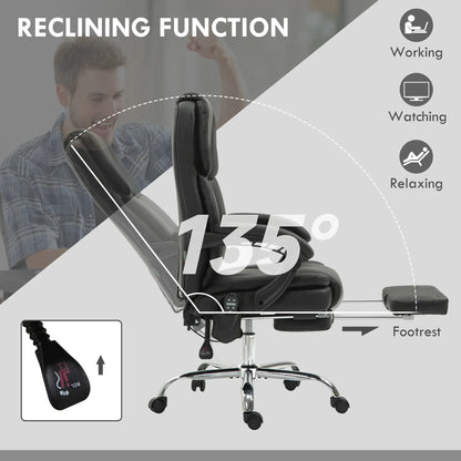 Massage Office Chair, Reclining Executive Chair with Vibration, Footrest, High Back, Black Massage Chairs at Gallery Canada