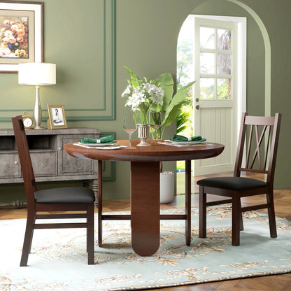 Farmhouse Dining Table Chairs Set of 2, Pine Wood, PU Leather Cushion Bar Stools at Gallery Canada